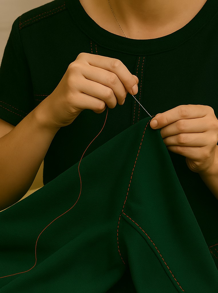 Hands sewing